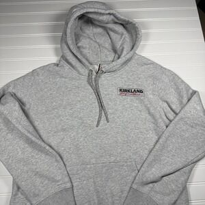 Kirkland Signature Hoodie Men's Medium Women's Large Heather Gray Logo EUC